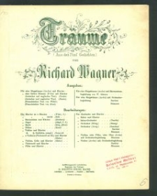 Träume : Studie zu Tristan und Isolde : [aus den Fünf Gedichten] / von Richard Wagner ; Übertragen von Carl Weber