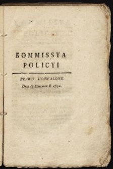 Kommissya Policyi : Prawo Uchwalone Dnia 17. Czerwca R. 1791.