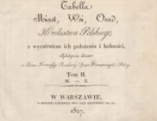 Tabella miast, wsi, osad Królestwa Polskiego, z wyrażeniem ich położenia i ludności, alfabetycznie ułożona w Biórze Kommissyi Rządowéy Spraw Wewnętrznych i Policyi. T. 2 : M-Z