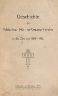 Geschichte des Pabianicer Männer-Gesang-Vereins in der Zeit von 1888-1913
