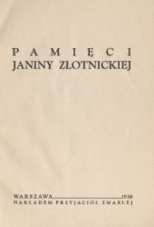 Pamięci Janiny Złotnickiej