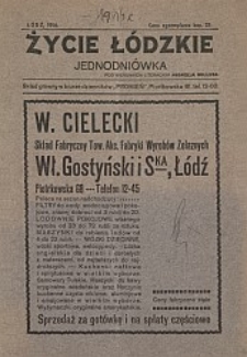 Życie łódzkie : jednodniówka, Łódź 1914