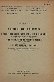 Z geologii okolic Radomska i Cztery głębokie wiercenia na Kujawach