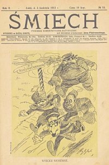 Śmiech : tygodnik humorystyczno-satyryczny : wychodzi w każdą sobotę. 1913-04-05 R. 2 no 15