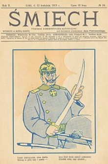 Śmiech : tygodnik humorystyczno-satyryczny : wychodzi w każdą sobotę. 1913-04-12 R. 2 no 16