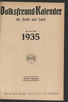 Volksfreund-Kalender für Stadt und Land auf das Jahr 1935. 9. Jg