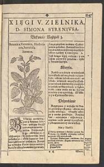 [Zielnik Herbarzem [Cz. 5] z ięzyka Łacinskiego zowią To iest Opisanie własne imion, kształtu, przyrodzenia, skutkow, y mocy Zioł wszelakich Drzew Krzewin y korzenia ich, Kwiatu, Owocow, Sokow Miasg, Zywic y korzenia do potraw zaprawowania Takze Trunkow, Syropow, Wodek Lekiwarzow, Konfektow [...] pilnie zebrane a porządnie zapisane przez D. Simona Syrennivsa]