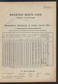 Sprawozdanie Statystyczne za Miesiąc Styczeń 1918 r. R. 1