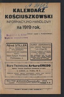 Kalendarz Kościuszkowski Informacyjno-Handlowy na 1919 Rok