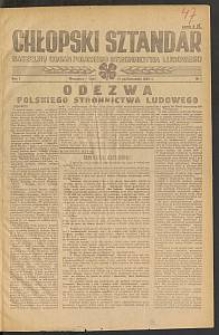 Chłopski Sztandar : naczelny organ Polskiego Stronnictwa Ludowego. 1945-10-14 R. 1 nr 1