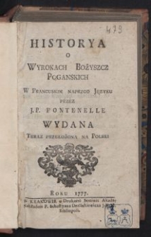 Historya o wyrokach Bożyszcz pogańskich [...].