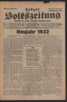 Lodzer Volkszeitung : Zentralorgan der Deutschen Sozialistischen Arbeitspartei Polens. 1932-01-01 Jg 10 Nr 1